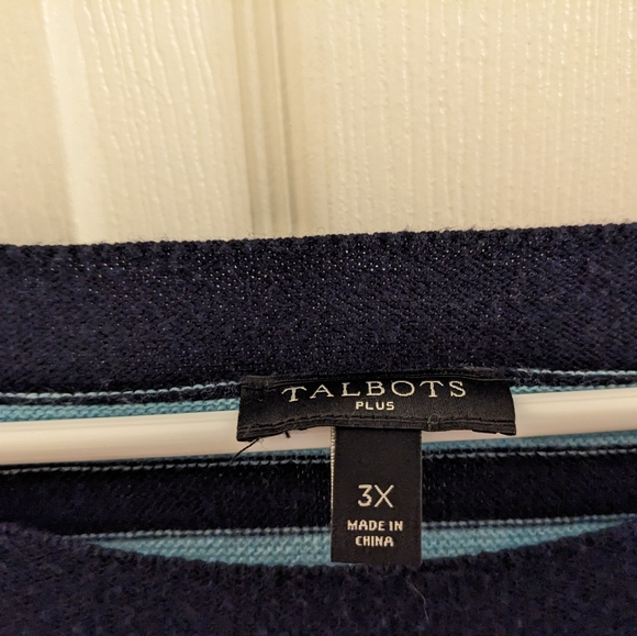 ‼️CLEARANCE   Talbots lightweight, 3/4 sleeve, blue striped sweater, size 3X - Picture 7 of 11